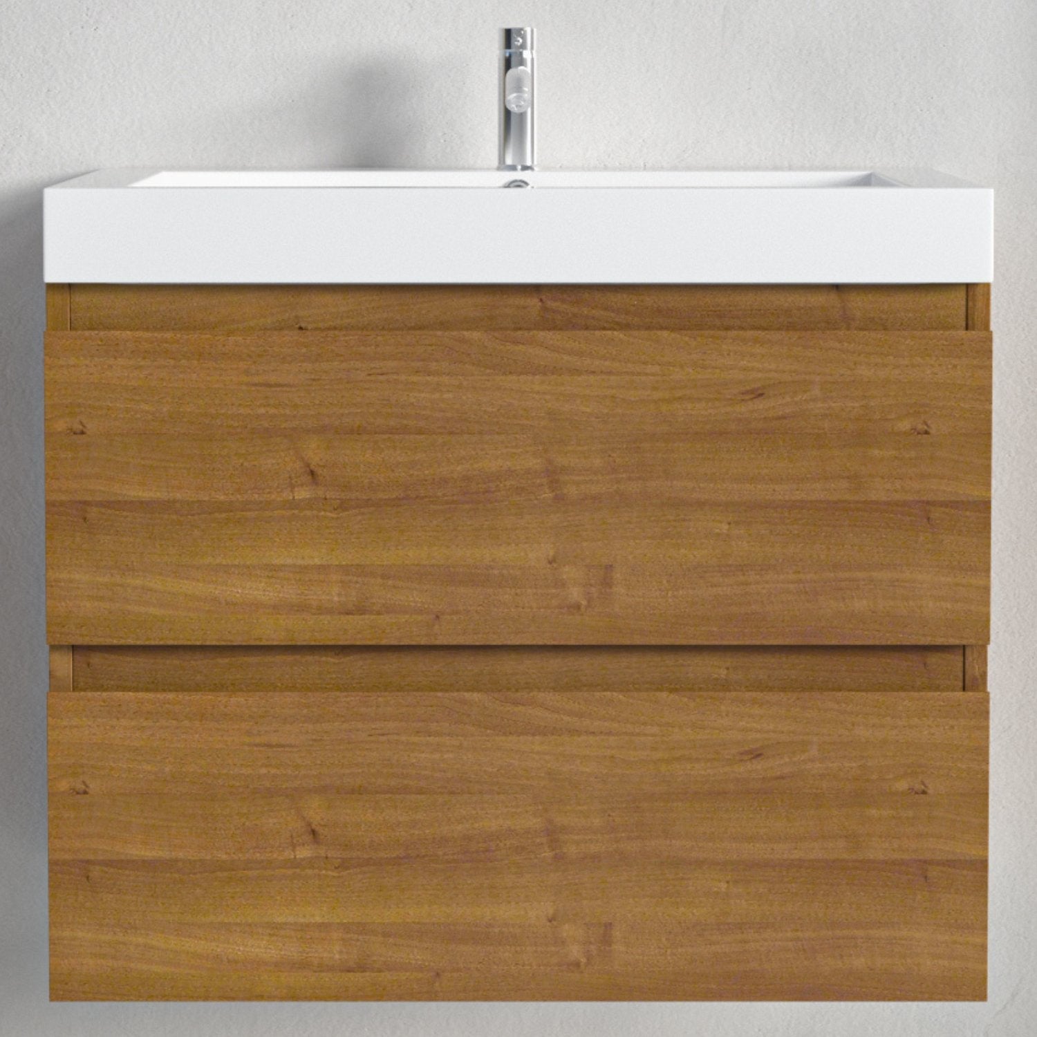 Mueble de baño suspendido con lavabo 60 cm roble dorado con 2 cajones - LOMAZOO Monaco - 6