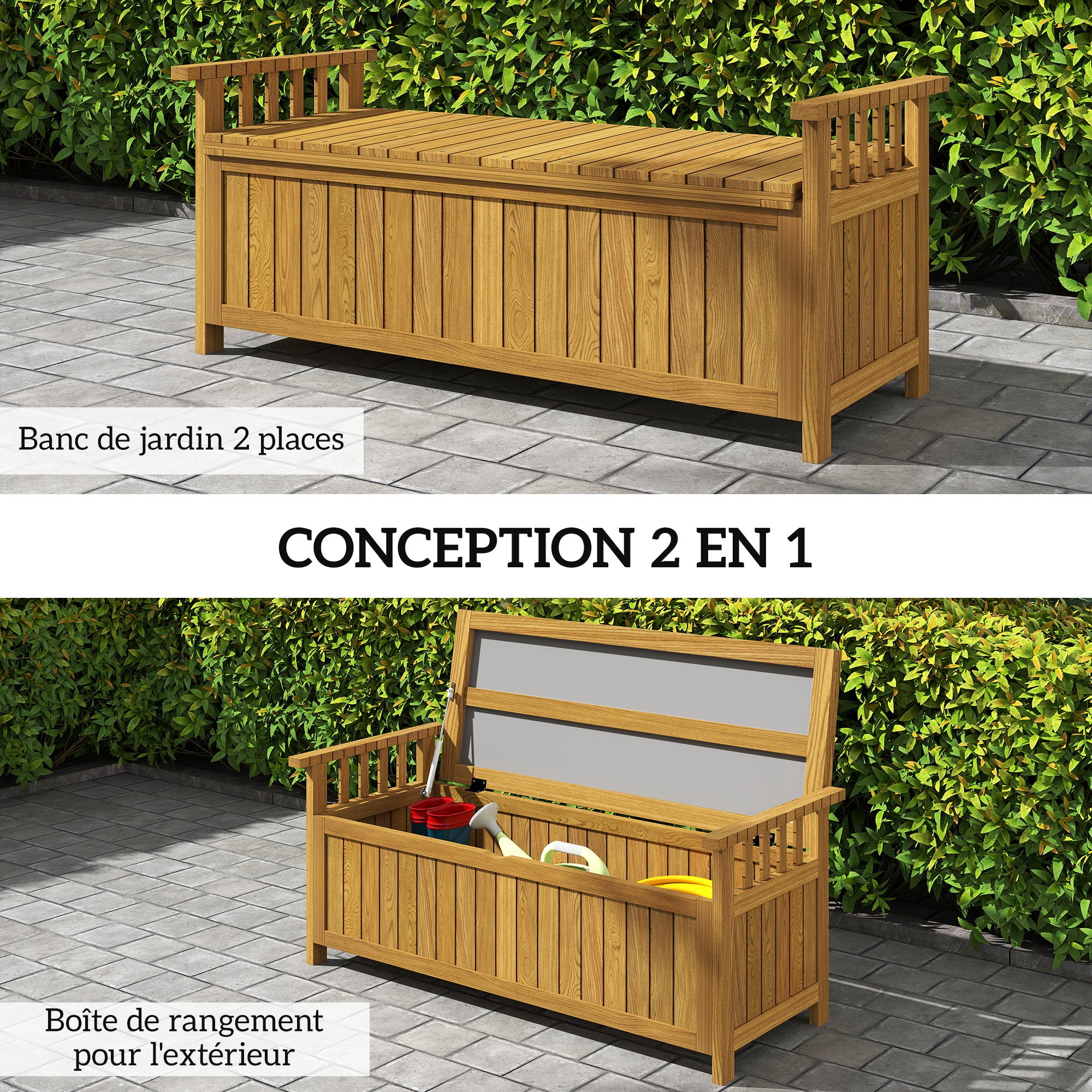 Banc de jardin Bois de sapin Outsunny - 4