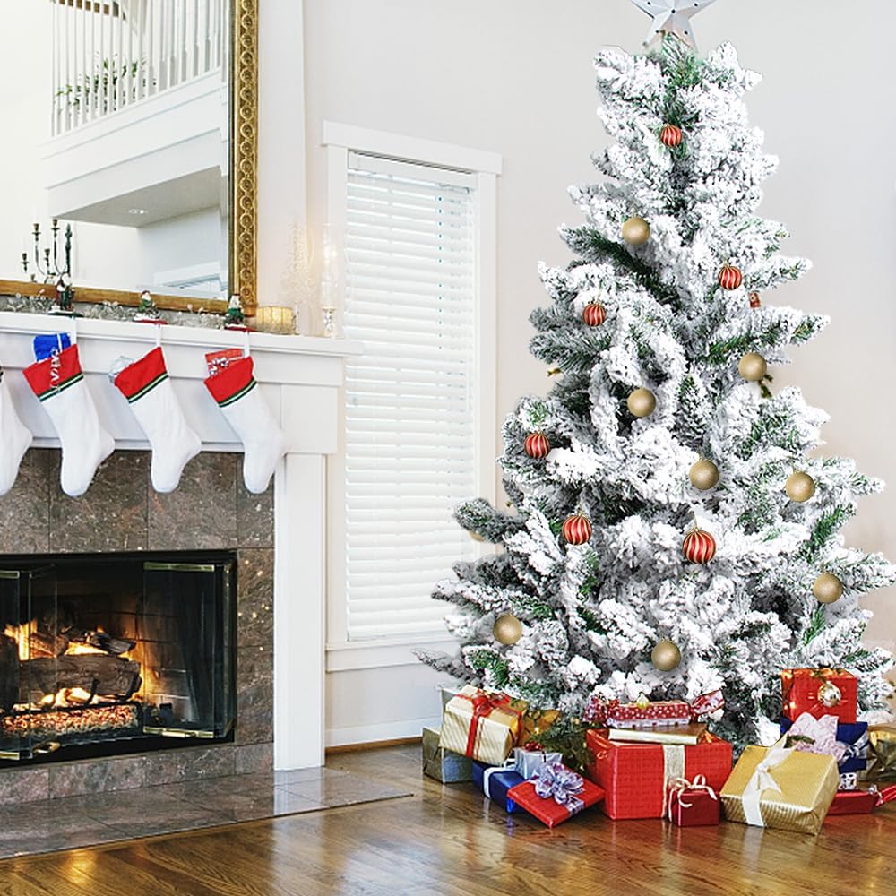 Árvore de Natal artificial com neve branco 210cm - 2