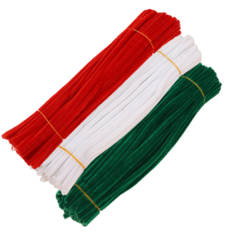 Fils Chenille Lot De 300 Cure-Pipes De Noël - Rouge, Vert, Blanc - 30 Cm - Pour Artisanat Et Décoration Pipe Cleaners