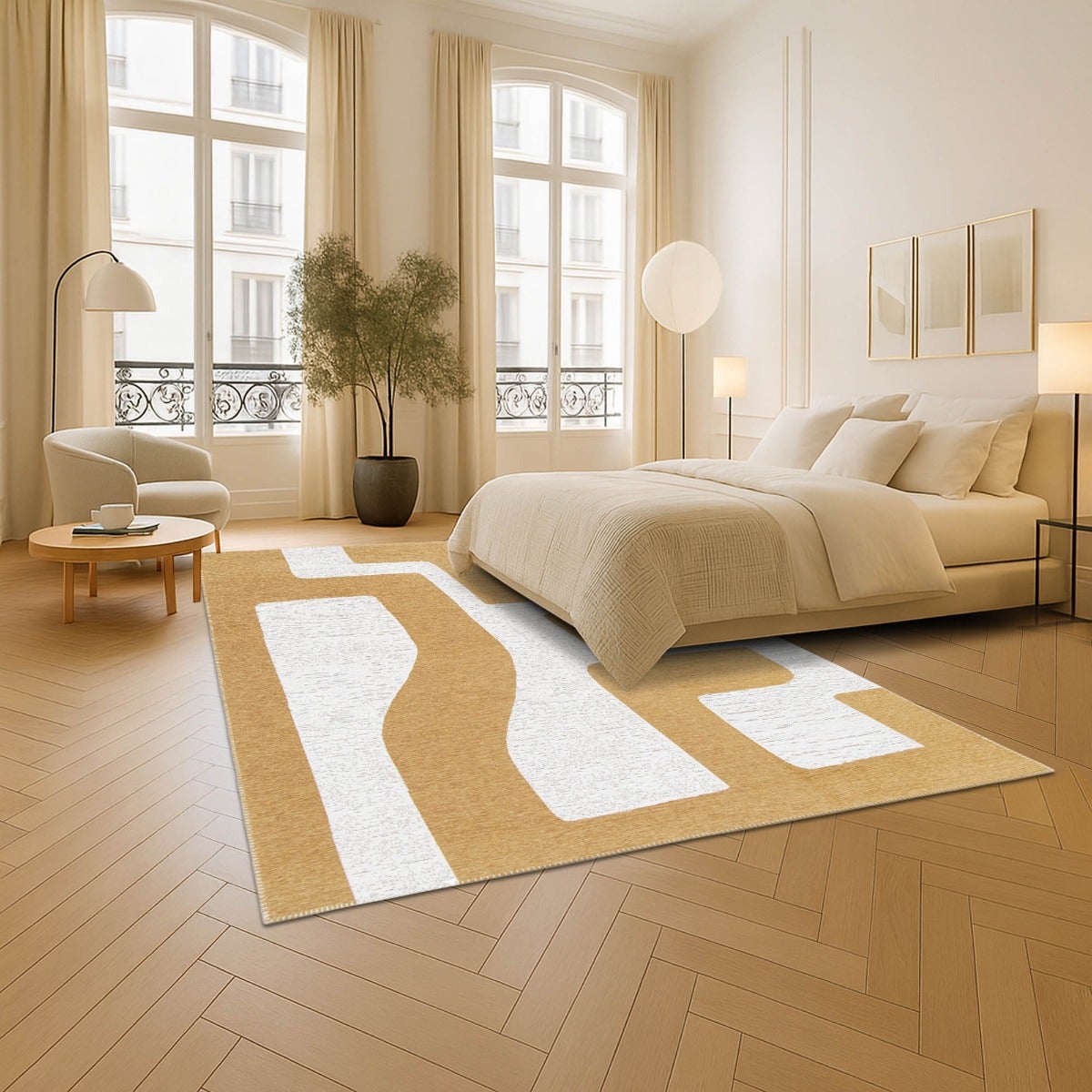 Tappeto moderno a tessitura piatta gobelin beige 120x170 - 6