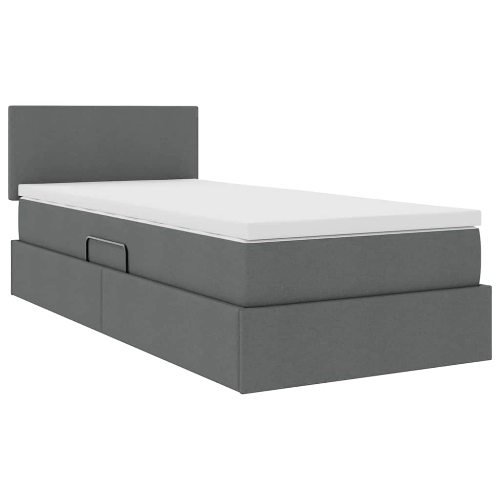 Lit avec rangement et matelas gris foncé 90 x 200 cm en velours - 5
