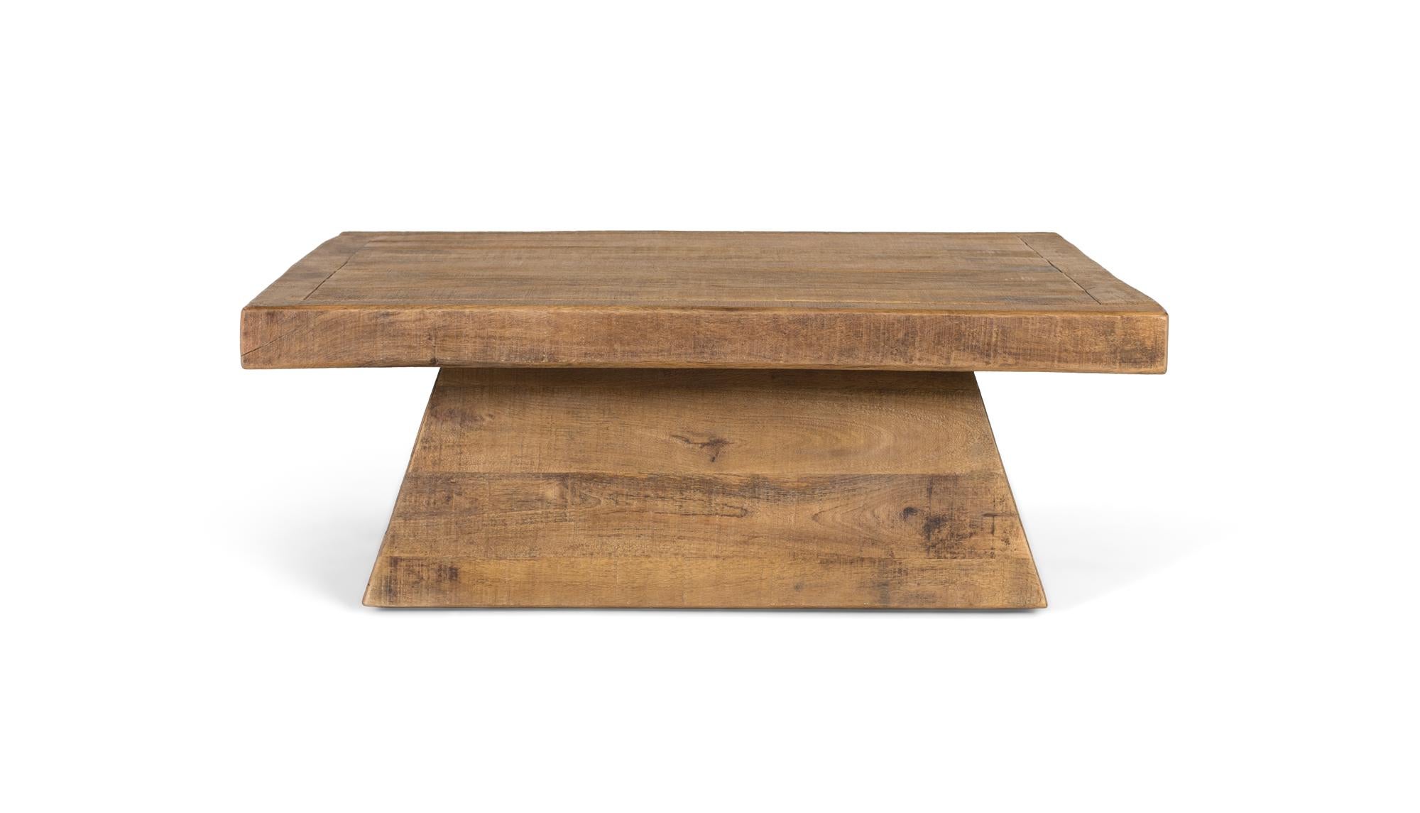 Table basse carrée en bois de manguier masyw, finition naturelle