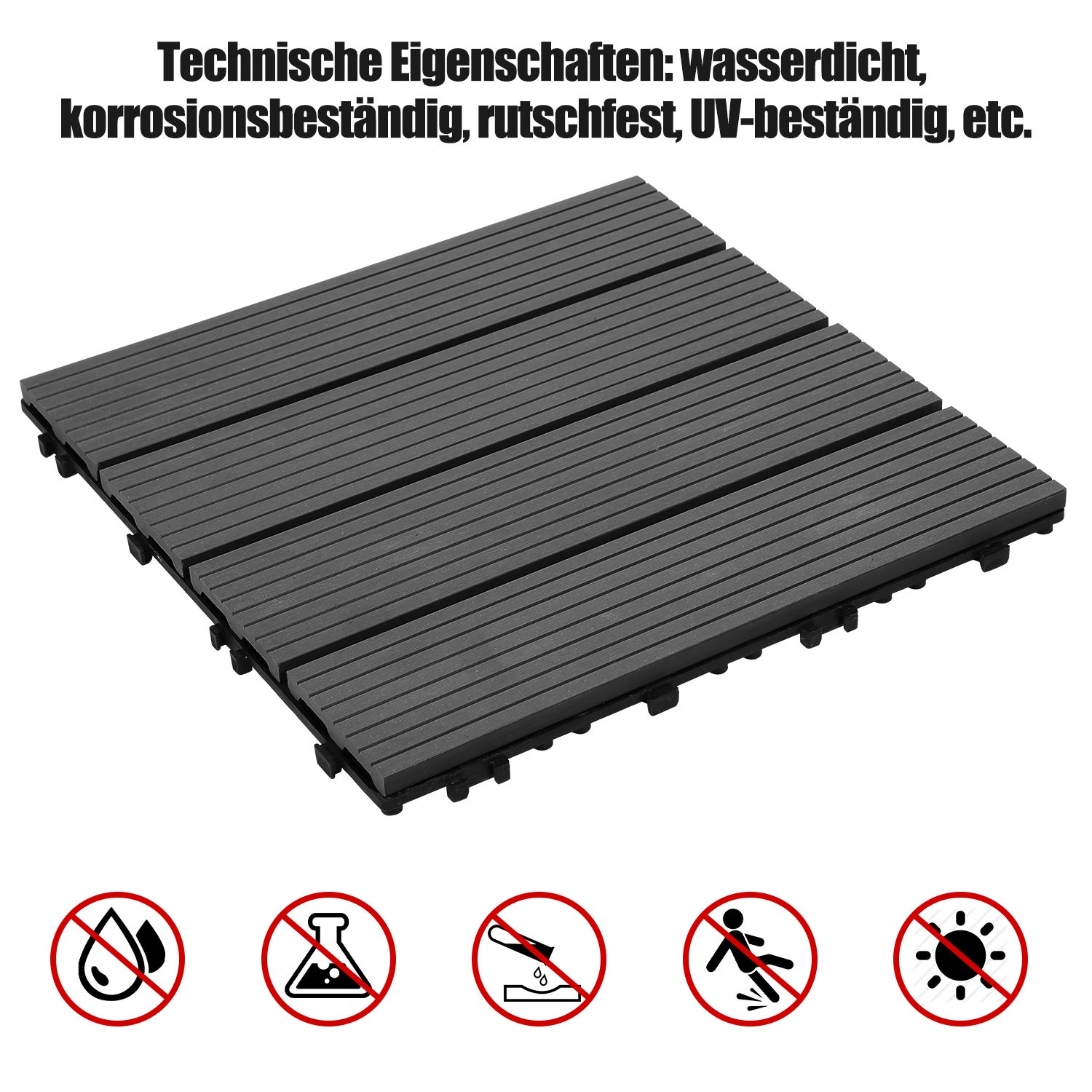 Lastra per terrazza Lastre in legno composito WPC 30 x 30 cm Lastre da giardino per esterni clip-on 11x antracite - 7