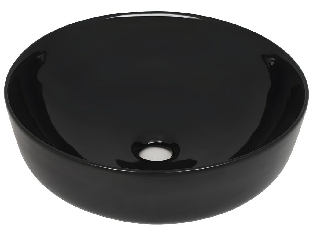 Lavabo tondo diametro 41,5 cm lavabo bagno in ceramica nera 02_0002536 - 5