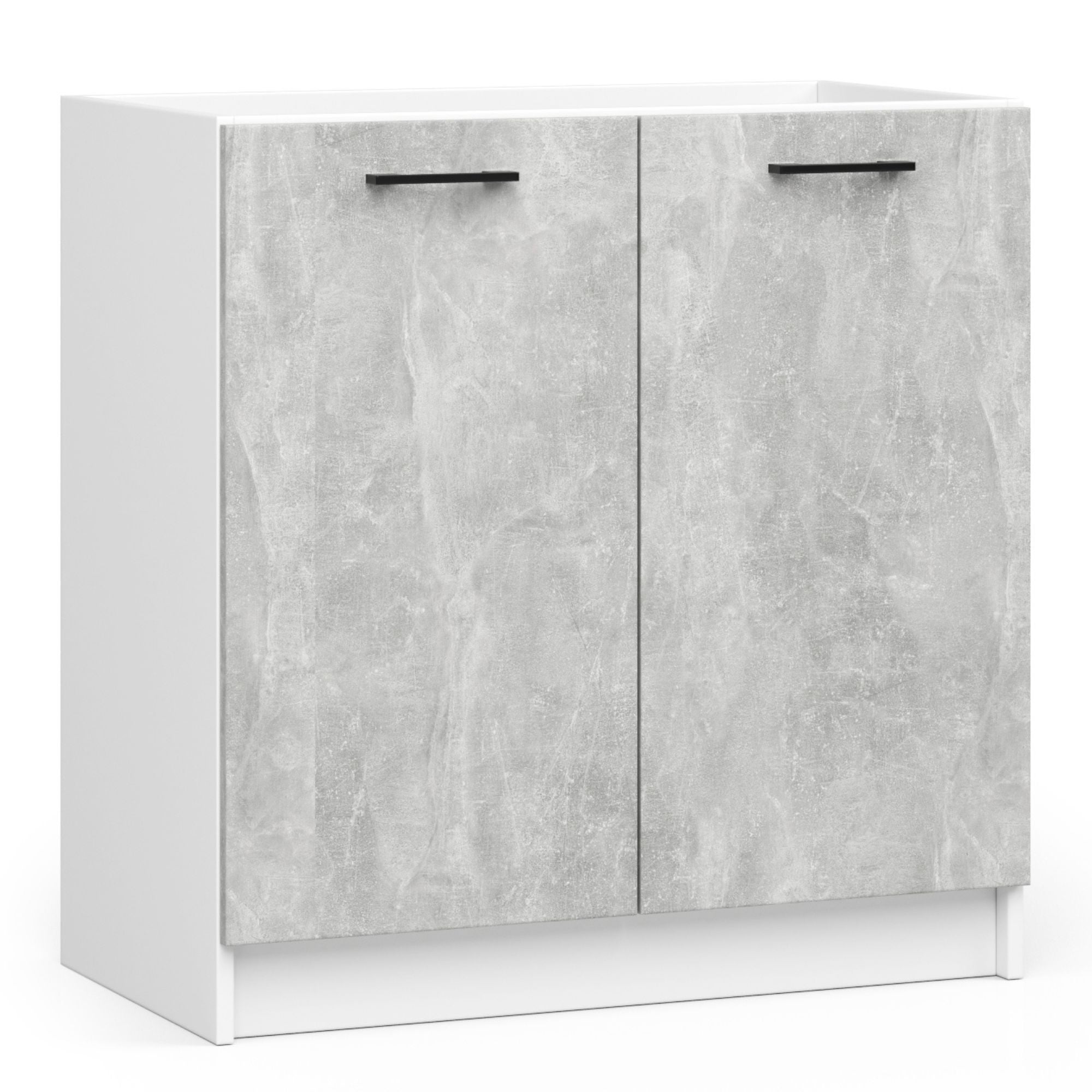 Szafka pod zlew kuchenny: 2 drzwi, 1 półka, kolor biały | beton, szerokość: 80 cm, wysokość: 82 cm, głębokość: 46 cm.