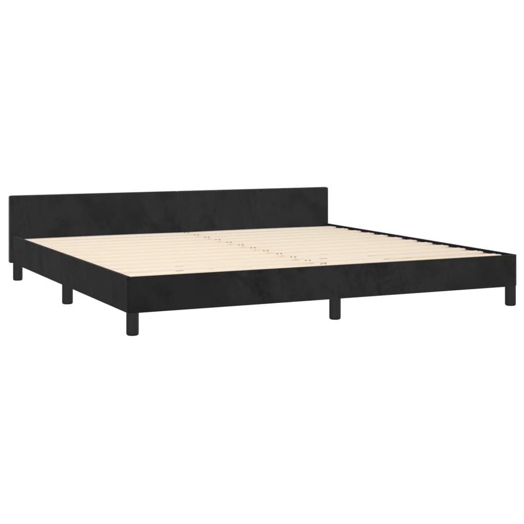 Cadre de lit sans matelas noir 200 x 200 cm en velours - 5