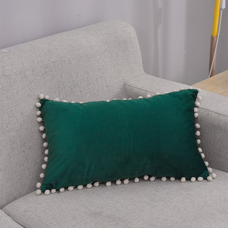 (30x50 cm,Vert Foncé)Lot de 2 Housses de Coussin Décoratives en Velours Doux Pompons Taies d'oreiller Décoration D'intérieur Housse Coussins pour Cana - 5