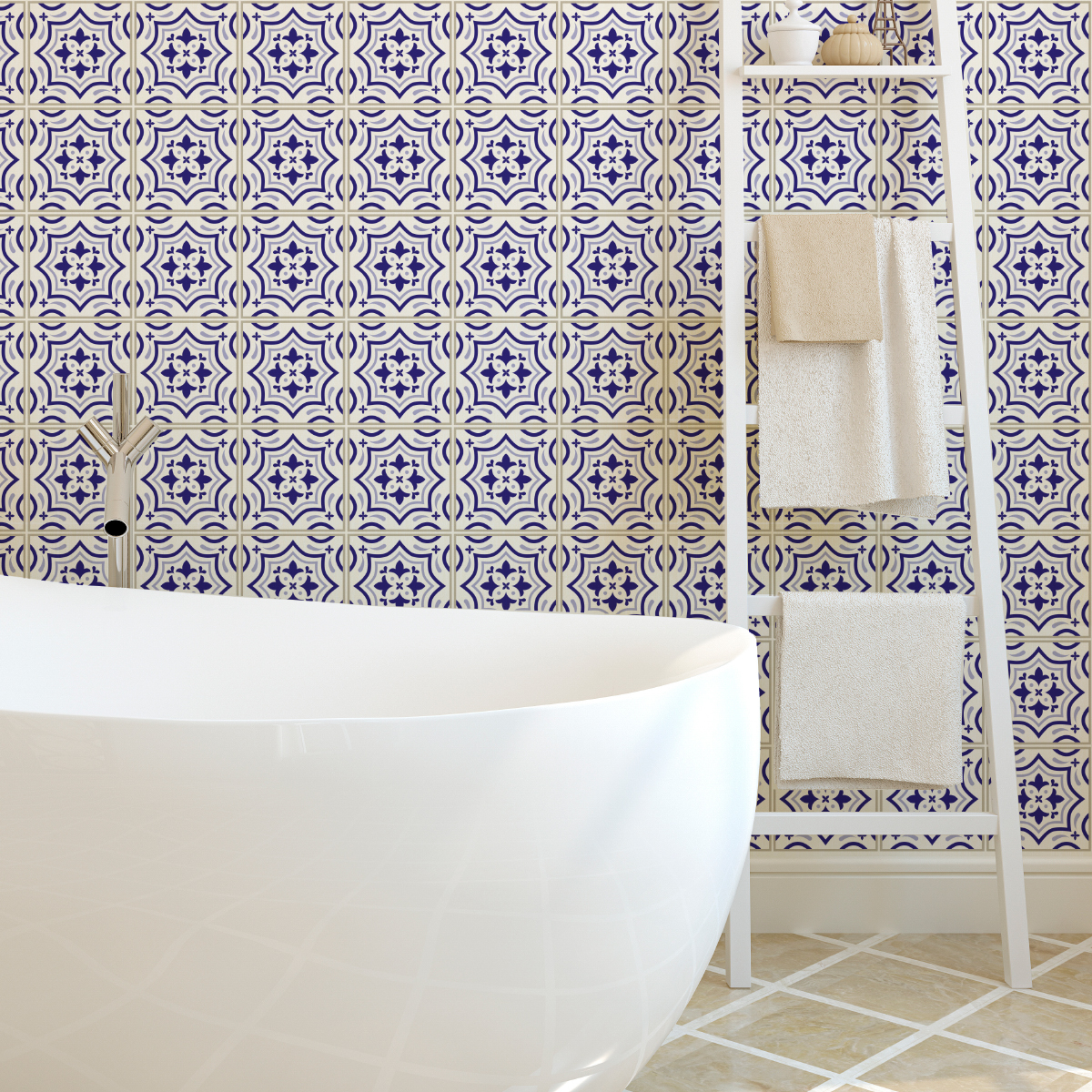 24 vinilos baldosas de cemento azulejos carmen - adhesivo de pared - revestimiento sticker mural decorativo - 24stickers20x20cm