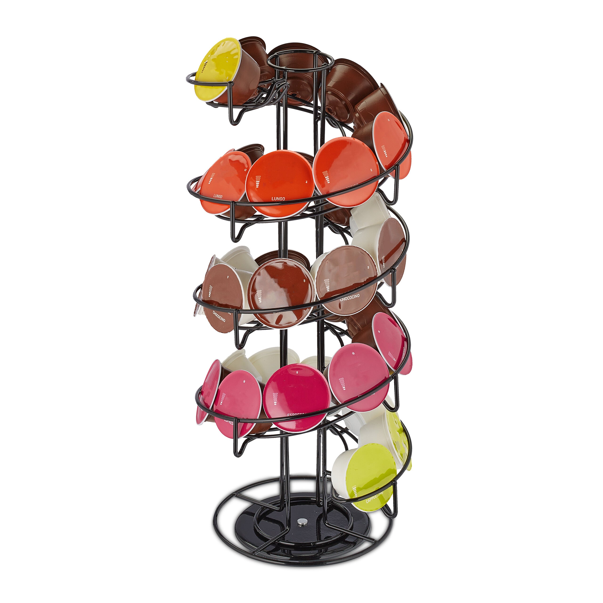 Relaxdays Support Pivotant Capsules Café – 40 Dosettes, Métal Noir, Rangement Élégant Pour Cuisine