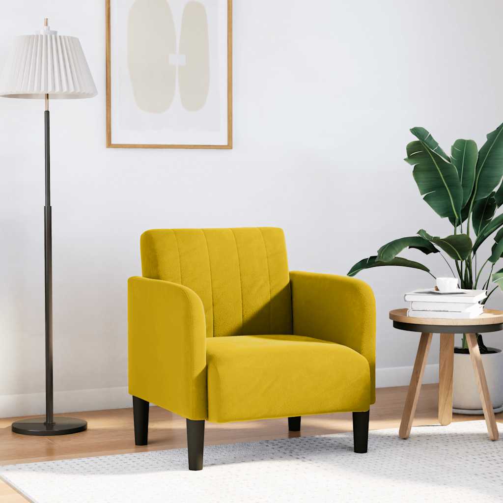Sofa Fotel z Podłokietnikami Żółty 54 cm Aksamit vidaXL