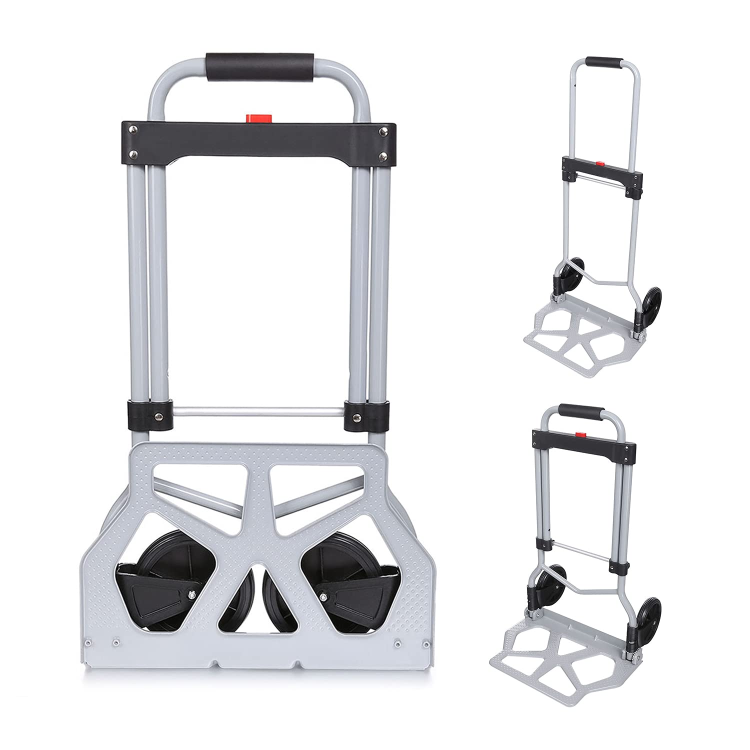 Carrello Pieghevole Portapacchi - 42x28x97 Cm, Carico Max 100 Kg, 2 Ruote In Gomma, Struttura In Lega Leggera, Per Traslochi E Shopping