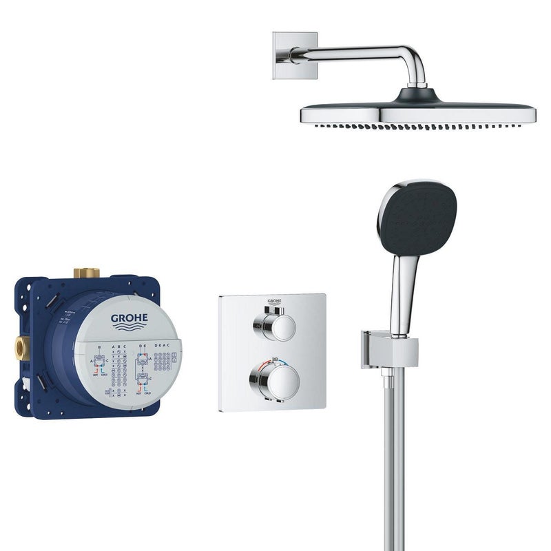 Zestaw prysznicowy podtynkowy termostatyczny GROHE Precision srebrny