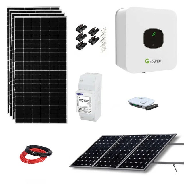 Kit solaire résidentiel hybride 6 panneaux 3000W 16,5 kWh/jour Growatt