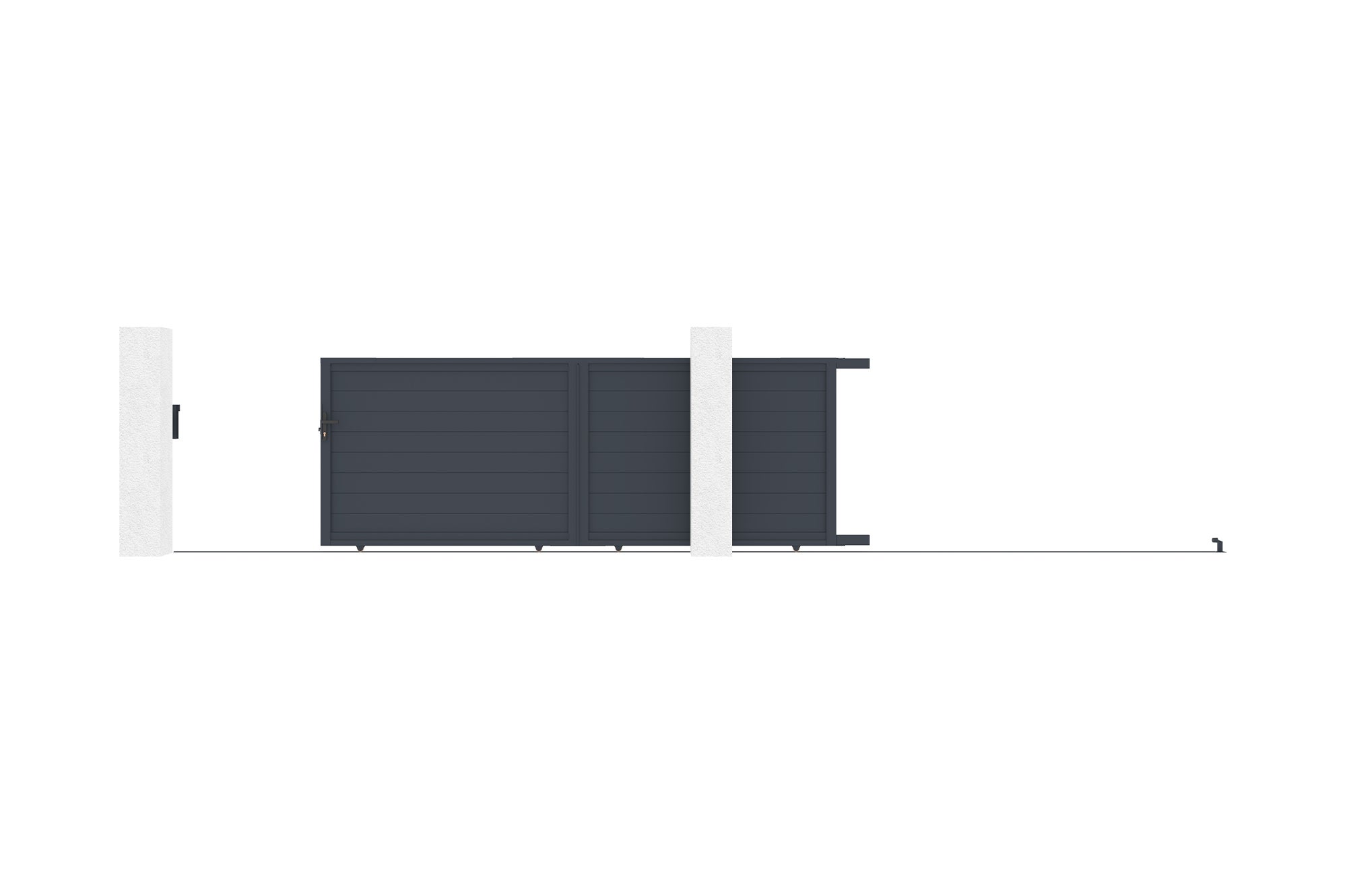 Portail coulissant 4m EIGER H.160cm + Portillon 1m EIGER H.160cm aluminium gris - 6