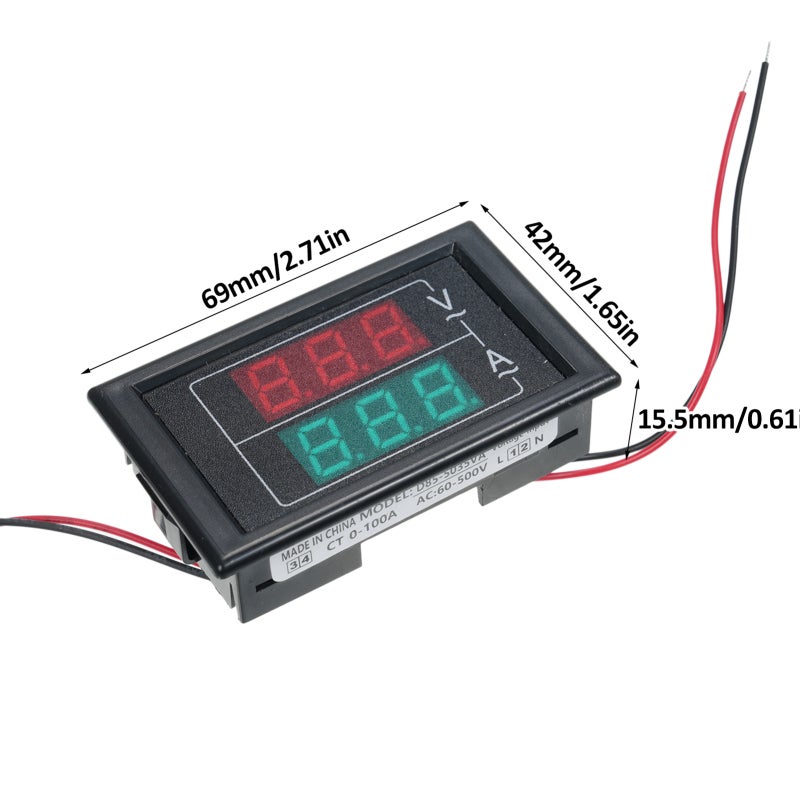 Voltmètre/ampèremètre AC60-500V avec transformateur de courant, noir. - 4