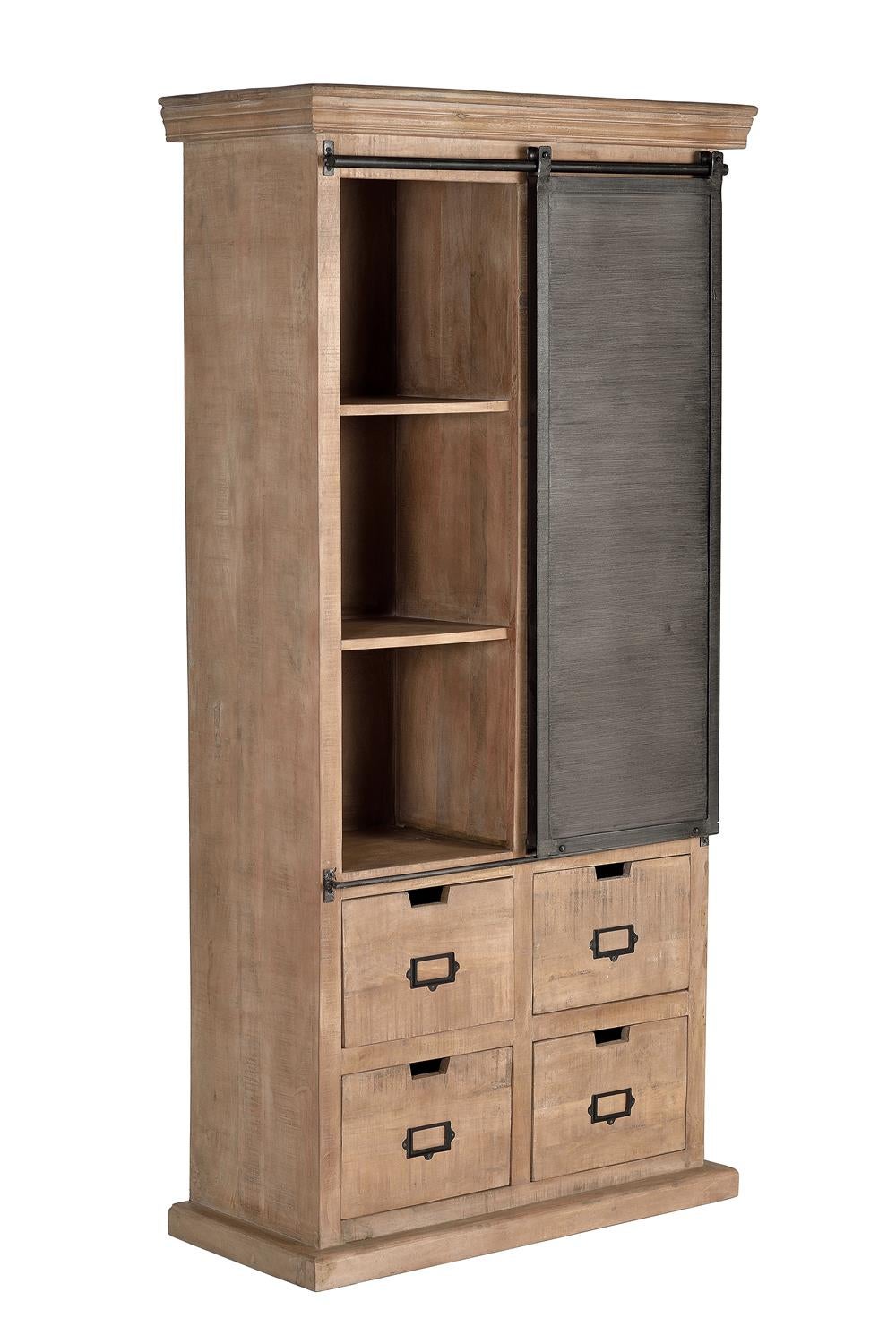 Étagère en bois de manguier naturel et détails en metal