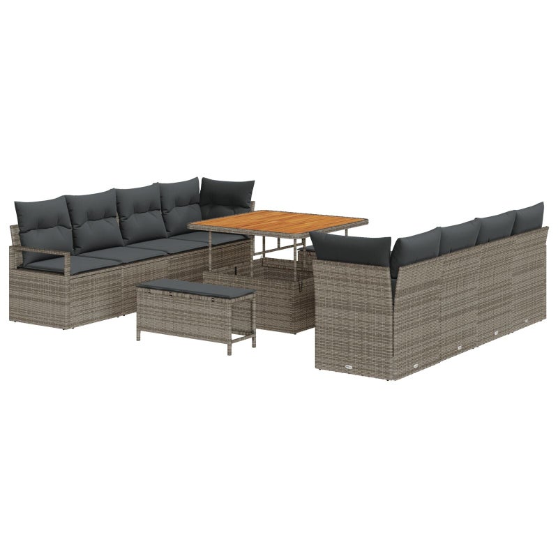 Zestaw Sof na Ogród z poduszką 11 pcs Szary Polirattan vidaXL