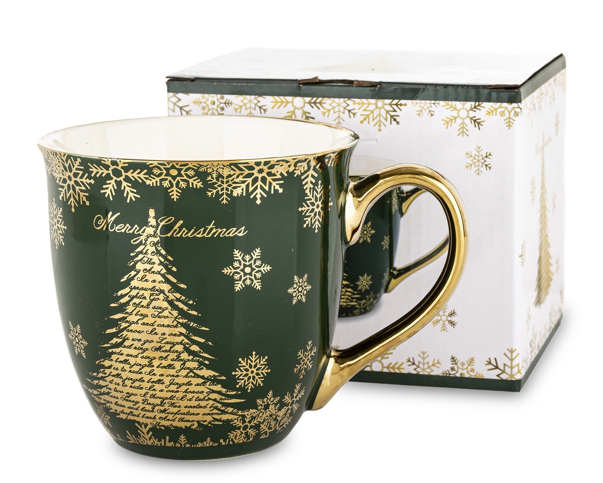 Kubek porcelanowy 11x15x11,5 cm CONIFERE 560 ml zielony