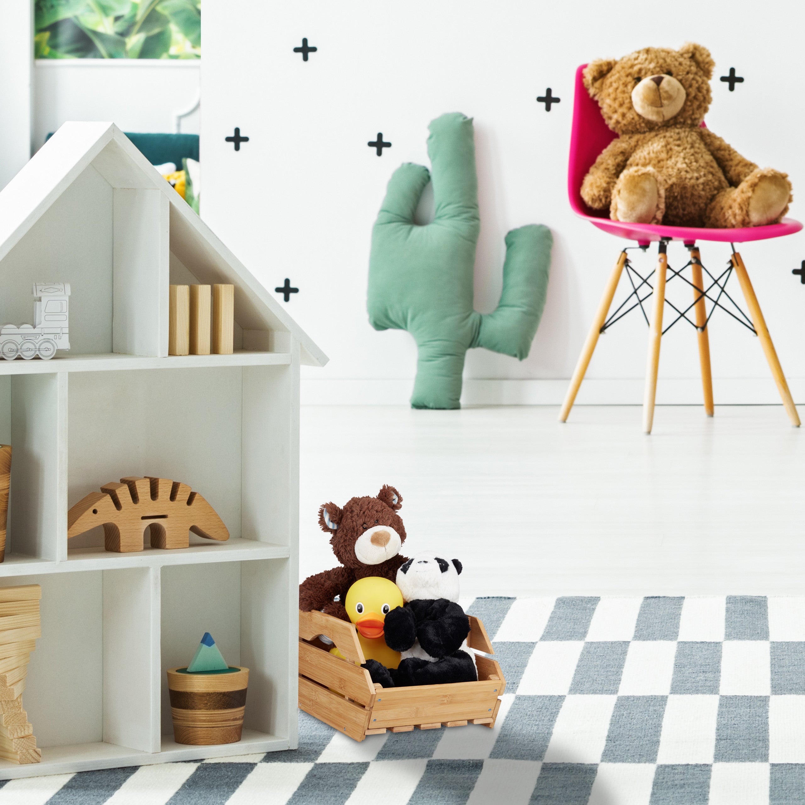 3x Caisses en bambou, cagette effet bois boîte de rangement empilable universelle HxlxP: 20,5 x 27 x 38 cm, nature - 5