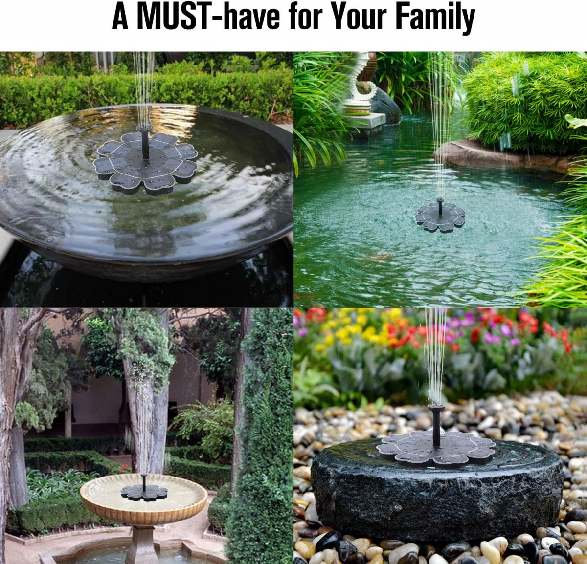 Pompe à Eau Solaire,2.5W Pompe de Bassin Solaire Fontaine d'oiseaux Pompe Flottante Exterieur de l'eau Circulation Solaire Cascade pour Piscine,Jardin - 2
