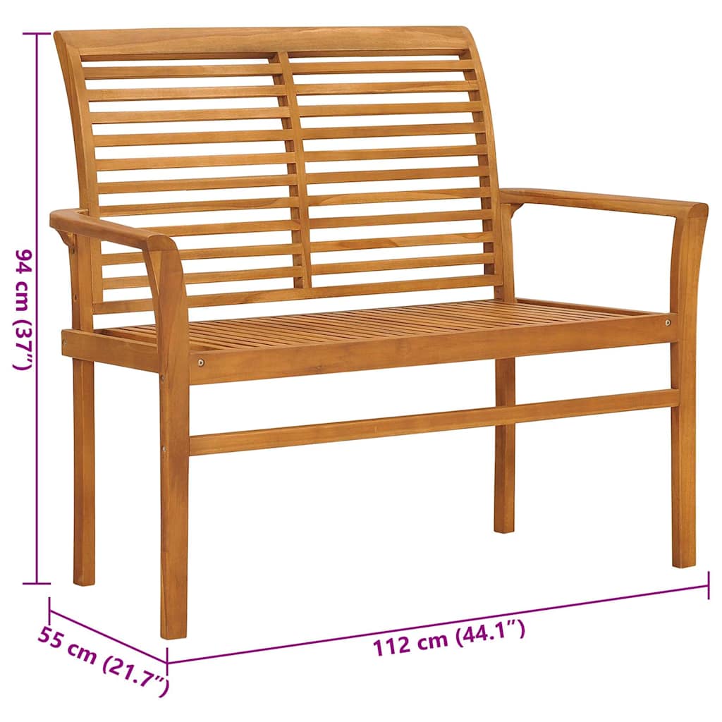 vidaXL Banc de jardin et coussin anthracite 112 cm Bois de teck massif - 8