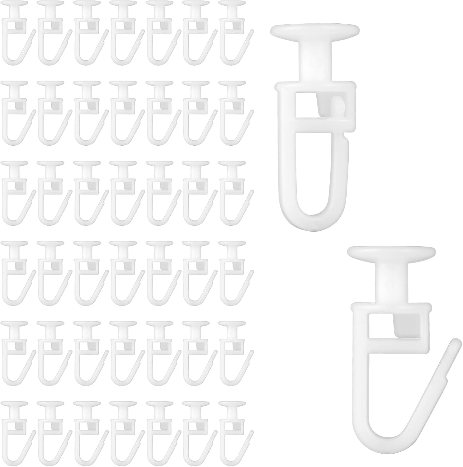 Opakowanie 100 haczyków do zasłon prysznicowych, haczyków do drążków do zasłon prysznicowych, haczyków przesuwnych do drążków do zasłon, drążków sufi