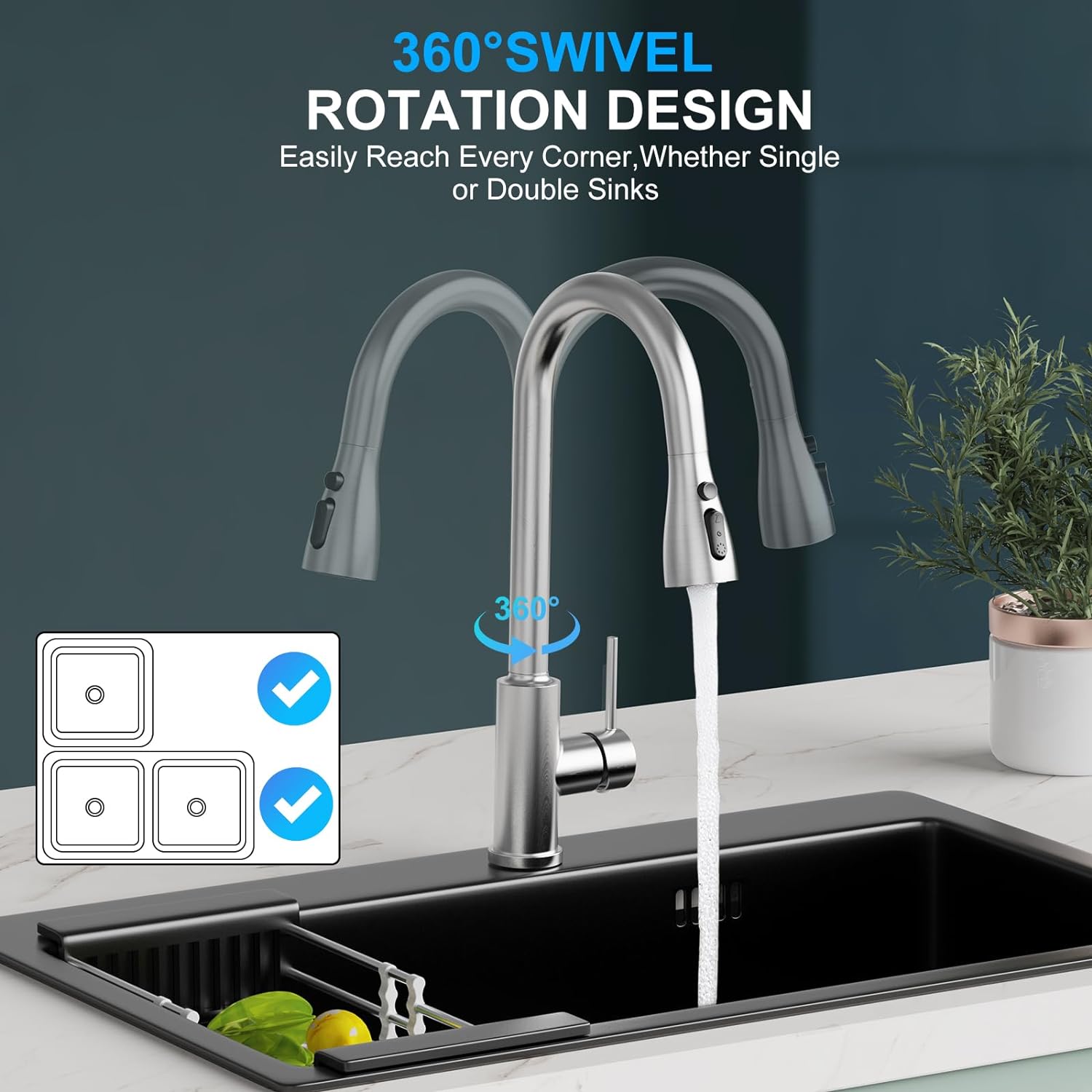 Grifo de cocina con mezclador extensible Grifo monomando