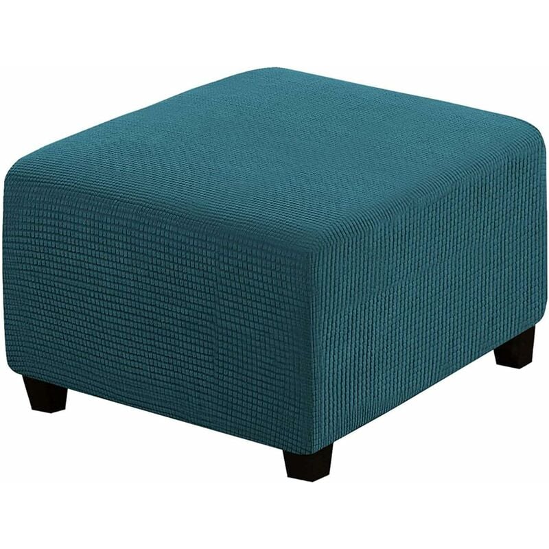 (ciemnoniebieski) Elastyczne pokrowce na krzesła, kwadratowe pokrowce ochronne z tkaniny spandex na stołek ze schowkiem, podnóżek, z elastycznym spode