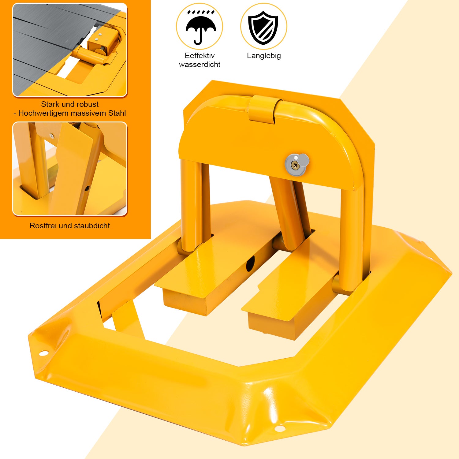Barrera de aparcamiento plegable universal,Barrera de aparcamiento con cadena,1 pieza incluida - 4