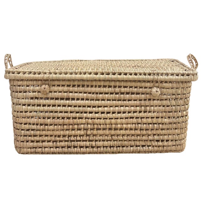 Malle de rangement feuille de palmier - Naturel - 80 cm - Osier