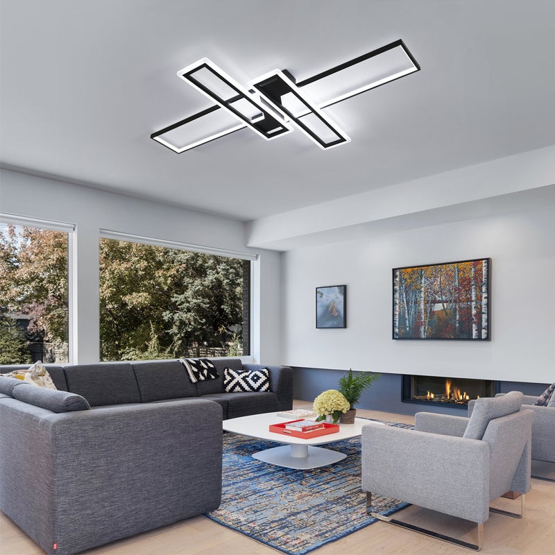 COMELY Plafonnier LED Moderne Rectangulaire 72W 8100 lm, Luminaire Plafond Design Géométrique pour Salon Salle à Manger Bureau - 4