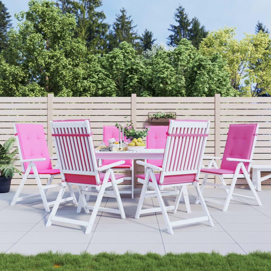 Poduszki na krzesła z wysokim oparciem, 6 szt., różowe, tkanina vidaXL