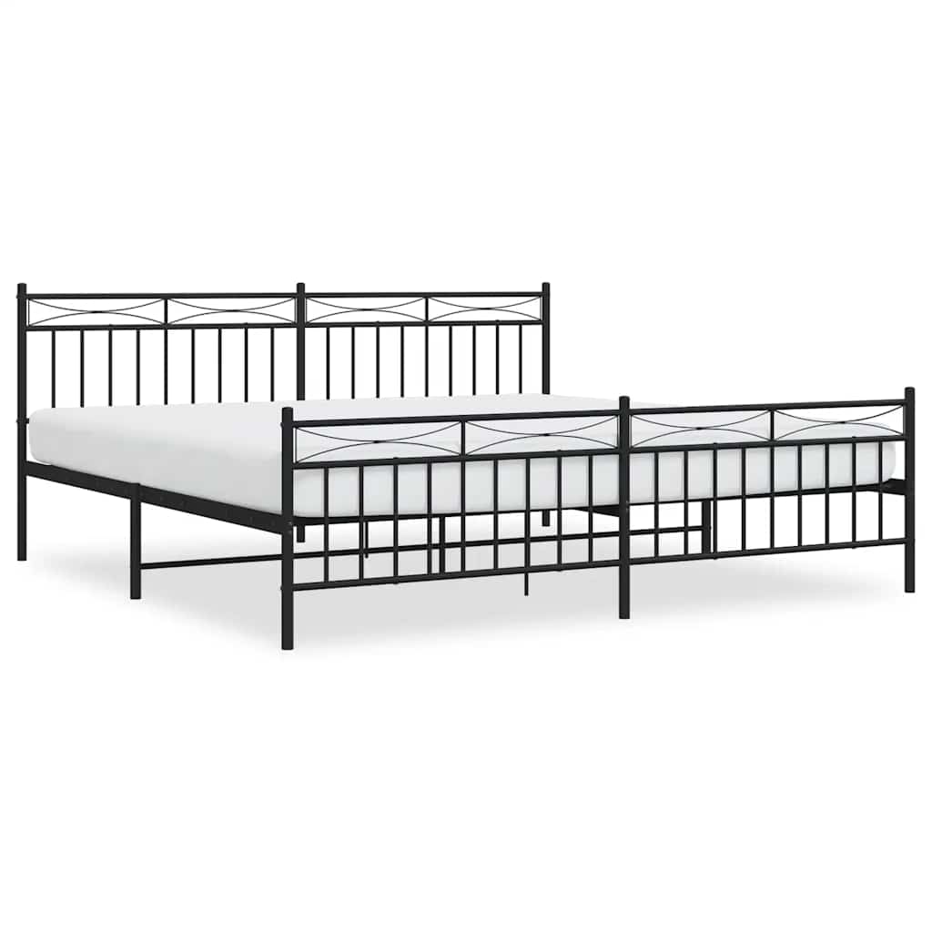 Łóżko Metalowe Czarne Rama Łóżka Ze Stelażem Do Sypialni Pokoju 193x203