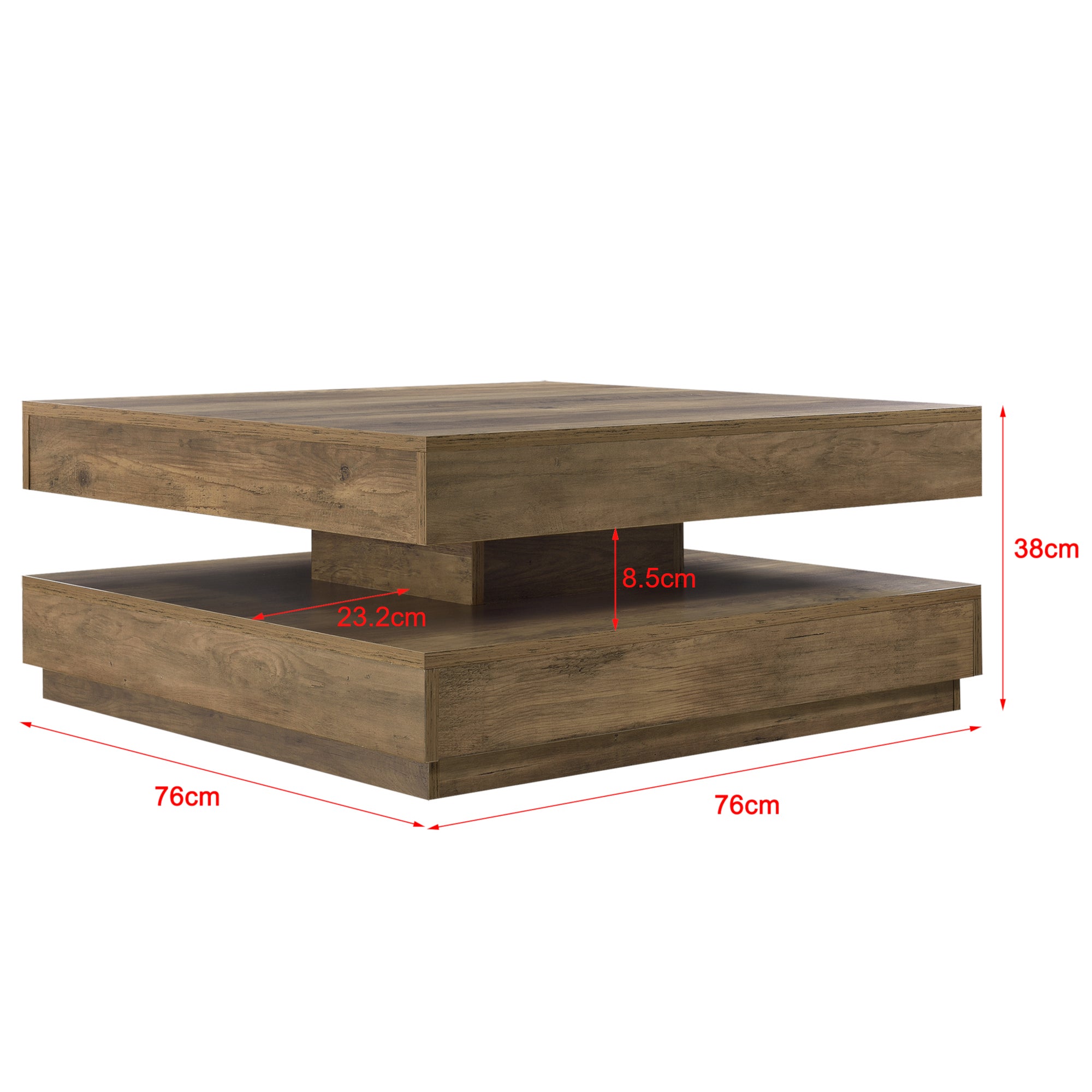Table Basse avec Plateau Tournant Florenz Effet Bois [en.casa] - 3