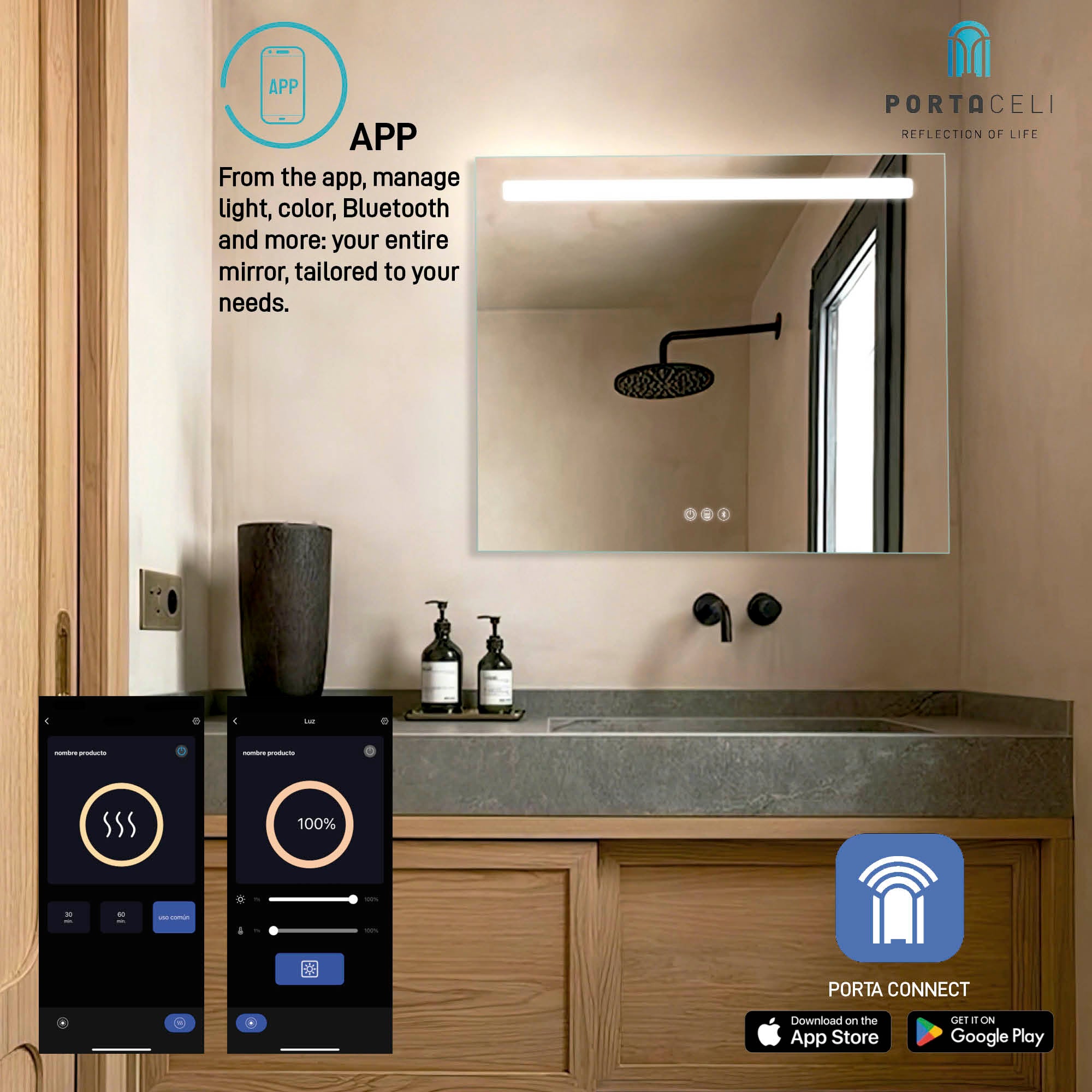 Miroir de salle de bain Basic Connect 120x80, App, Anti-Buée et Bluetooth - 5