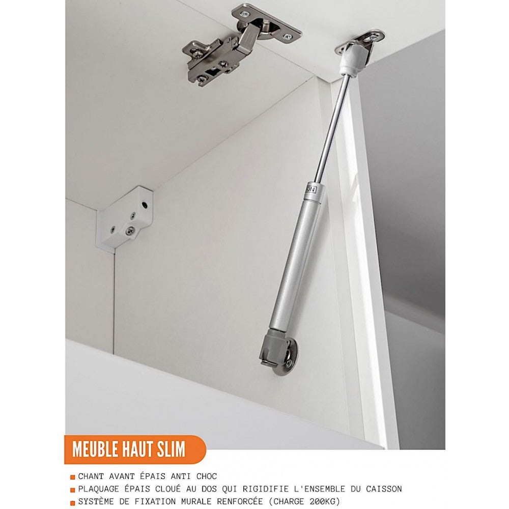 Cuisineandcie - Meuble haut de cuisine Eco Blanc Brillant 1 porte relevable L 60 cm - 5