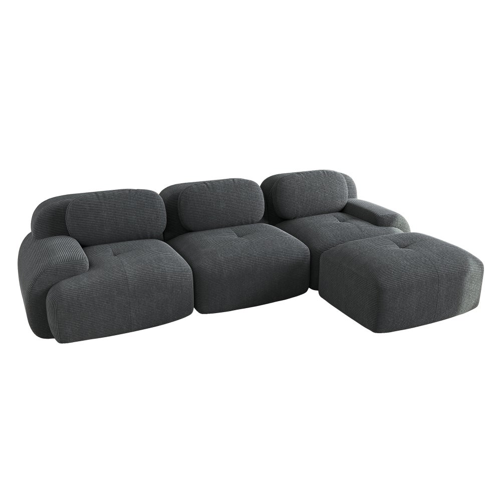 Canapé d’angle modulable ergonomique en tissu côtelé, adapté aux animaux, rembourrage haute élasticité 32D, pour salon et chambre - 6