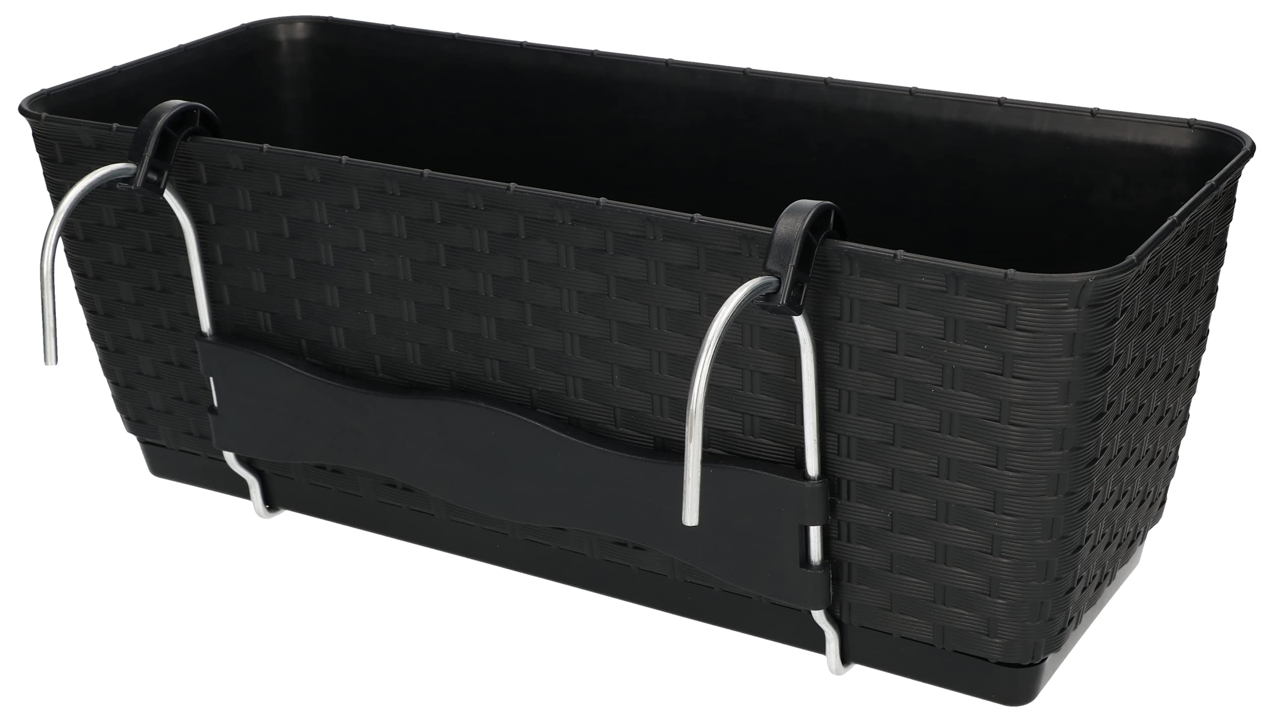 Fioriera da balcone 40 x 15 x 15 cm con inserto di irrigazione effetto rattan anthracite - KOTARBAU - 3