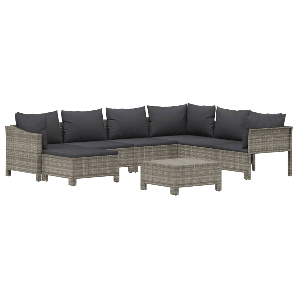 Maison Exclusive - Set Divani da Giardino 8 pz con Cuscini in Polyrattan Grigio - 3