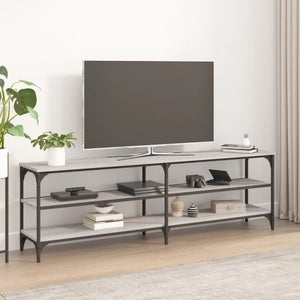 Table Basse Sonoma Gris - 100x100x30 Cm - Bois Composite Et Métal - Neuf