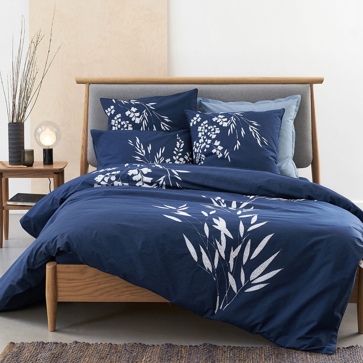 Housse De Couette Percale De Coton Impérial 140x200 Cm - Essix, Motifs Floraux Bleutés
