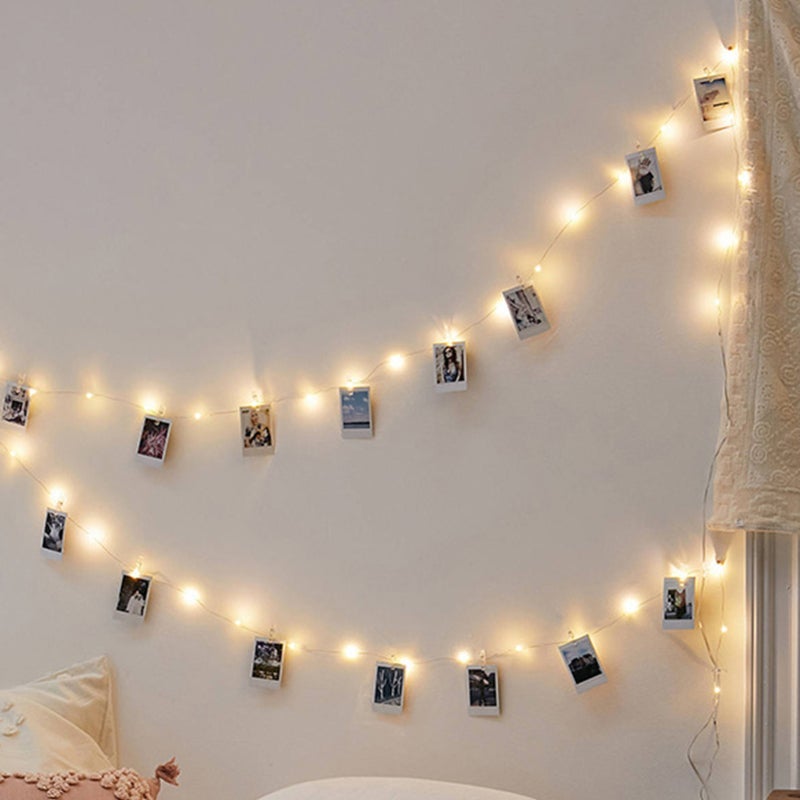 Guirlande Lumière 5.0M 50 Lumières + 50 Pinces en Plastique Transparentes, Guirlande Photo DIY, Décoration Chambre - 8