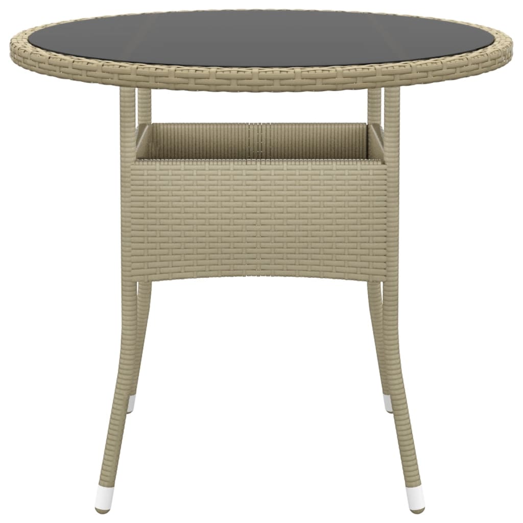 Maison Exclusive - Tavolo da Giardino Ø80x75cm Vetro Temperato e Polyrattan Beige - 6