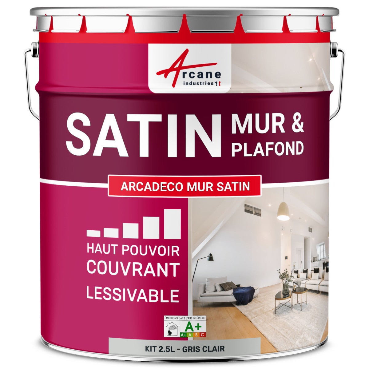 Peinture murale gris clair satin 2,5L main image 0