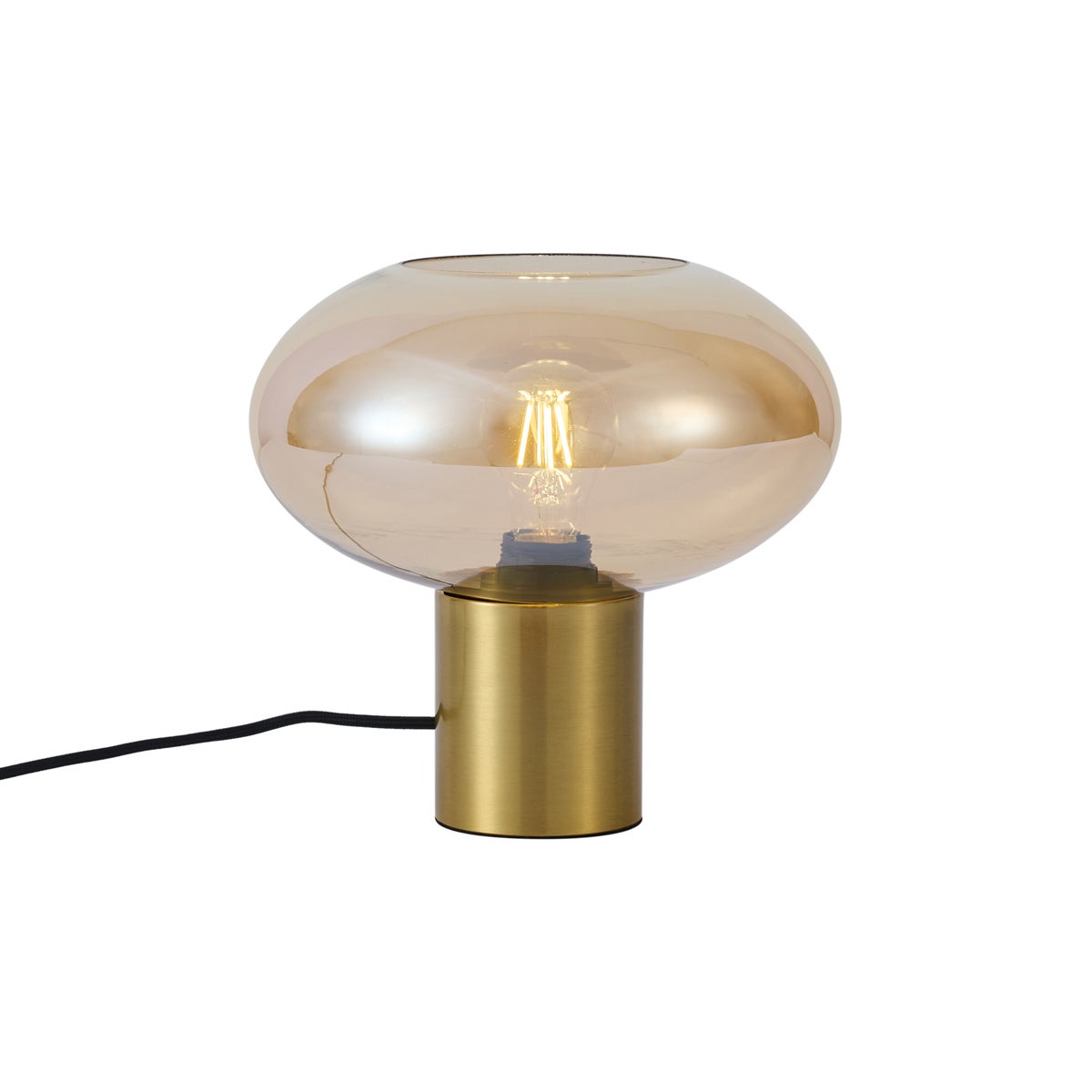 Qazqa designerski lampa stołowa ze szkłem - Umbrella - bursztynowy, okrągły, max. 15w, e27, 24.5cm, IP20 oświetlenie wewnętrzne