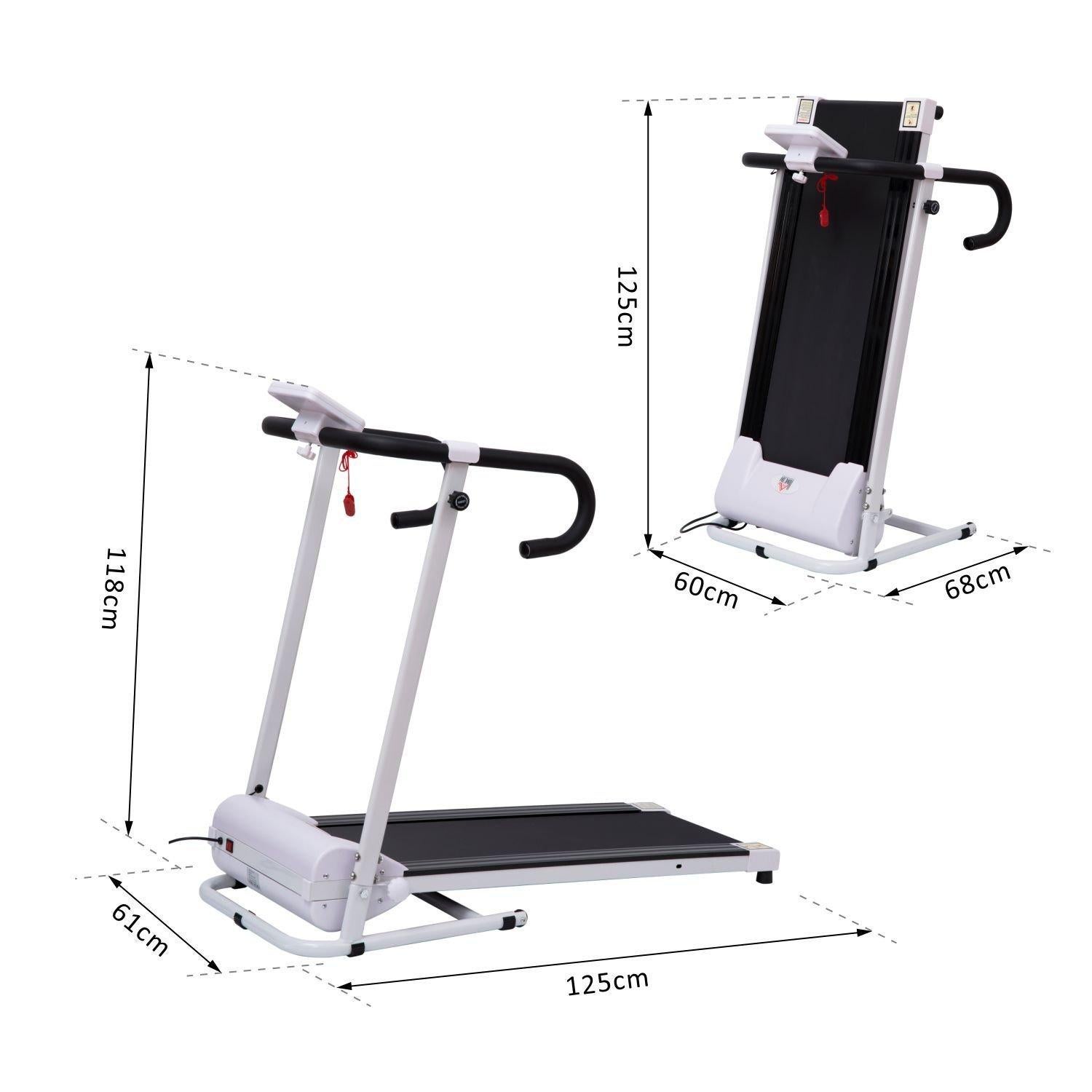 Passadeira dobrável e elétrica de 500w para fitness 1-10km/h com visor lcd e carga máx. 110kg 125x61x118cm - 7