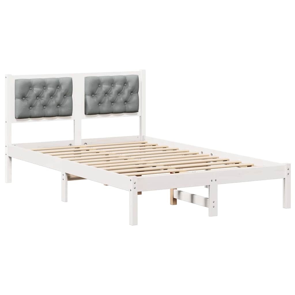 Cadre de lit gris clair, pin massif, pour la chambre, 135 × 190 cm - 2