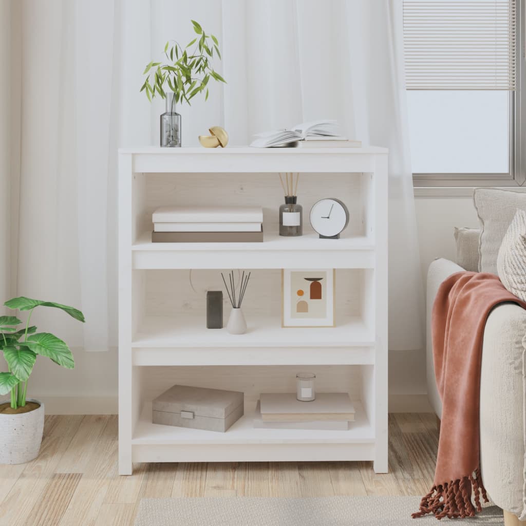 Maison Exclusive - Estantería madera maciza de pino blanca 80x35x97 cm - 3