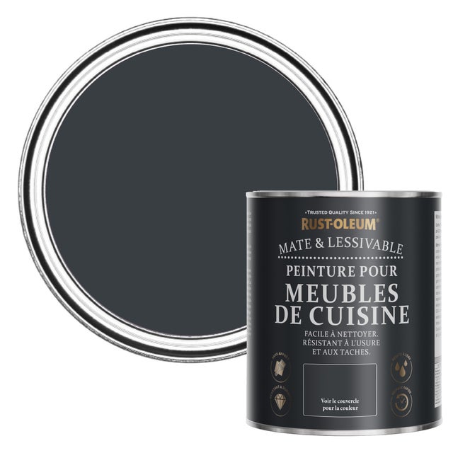Peinture Grise pour Meubles de Cuisine, Finition Mate RUST-OLEUM - Anthracite (RAL 7016) 750ml (10,5m² avec un pot)